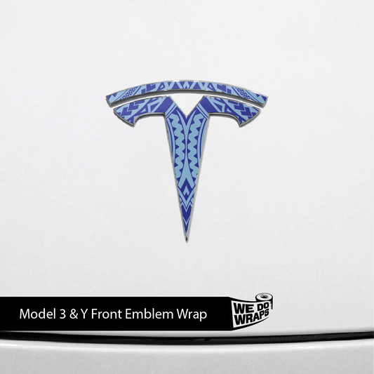 Tatau Tribal Pattern Tesla Emblem Decals (Front + Back) | Model Y - Tesla Emblems