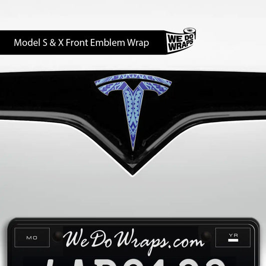 Tatau Tribal Pattern Tesla Emblem Decals (Front + Back) | Model S - Tesla Emblems