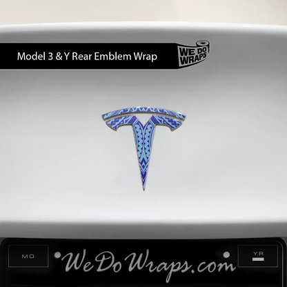 Tatau Tribal Pattern Tesla Emblem Decals (Front + Back) | Model 3