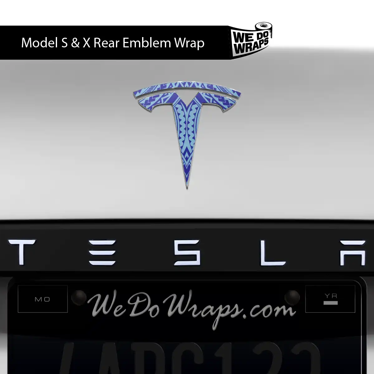 Tatau Tribal Pattern Tesla Emblem Decals (Front + Back) | Model X