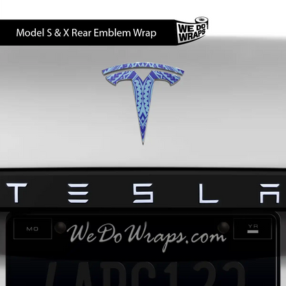 Tatau Tribal Pattern Tesla Emblem Decals (Front + Back) | Model X