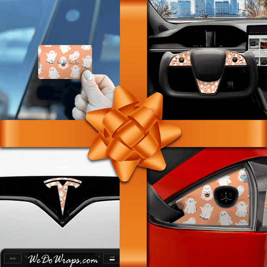 Holiday Bundle Trick - or - Treat Ghost Tesla Wrap Kit | Model S - Tesla Emblems