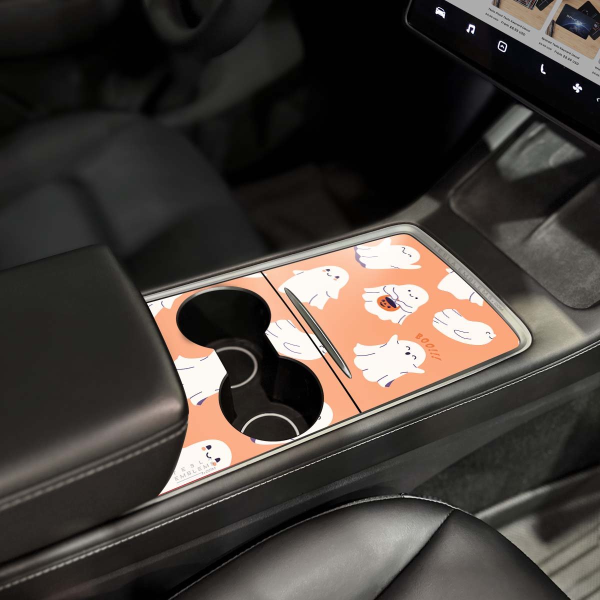 Trick - or - Treat Ghost Tesla Center Console Wrap Kit | Model Y '21 - 25 - Tesla Emblems