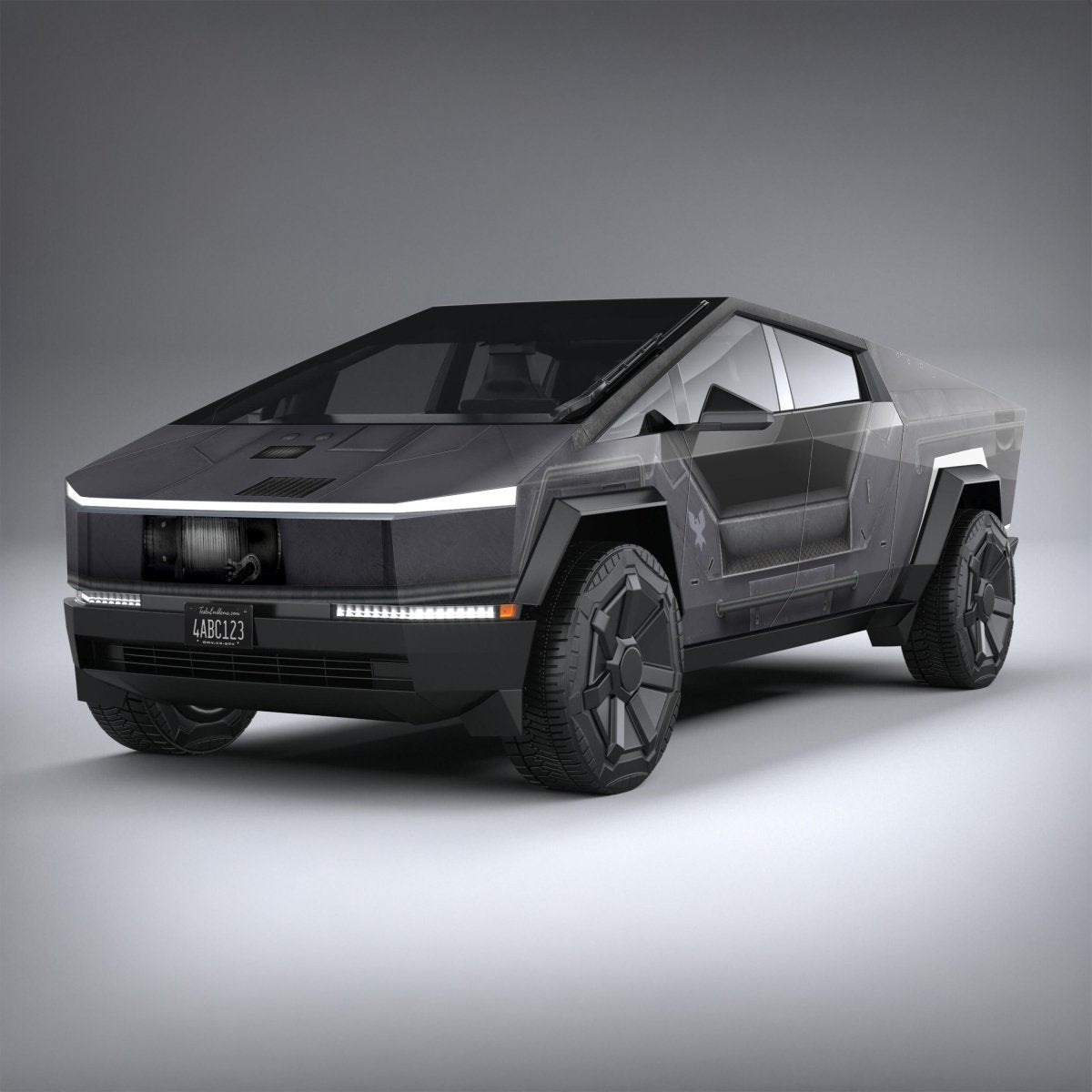Warthog LRV Wrap | Gunmetal Gloom Grey - Tesla Cybertruck DIY Precut Kit - Tesla Emblems