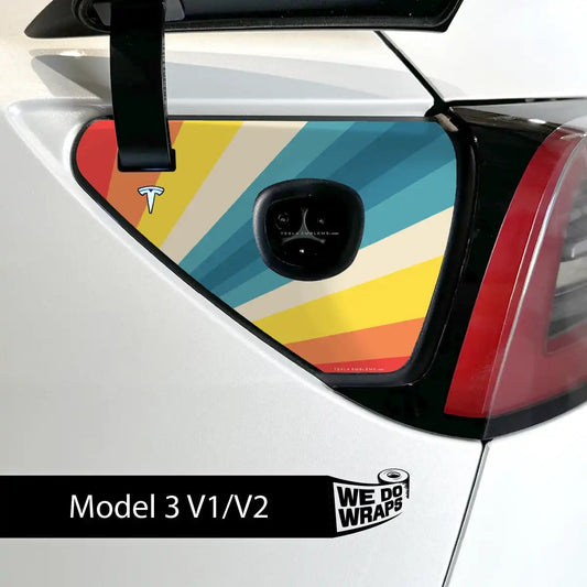Wave Rider Stripes Charge Port Wrap | Model 3 - Tesla Emblems