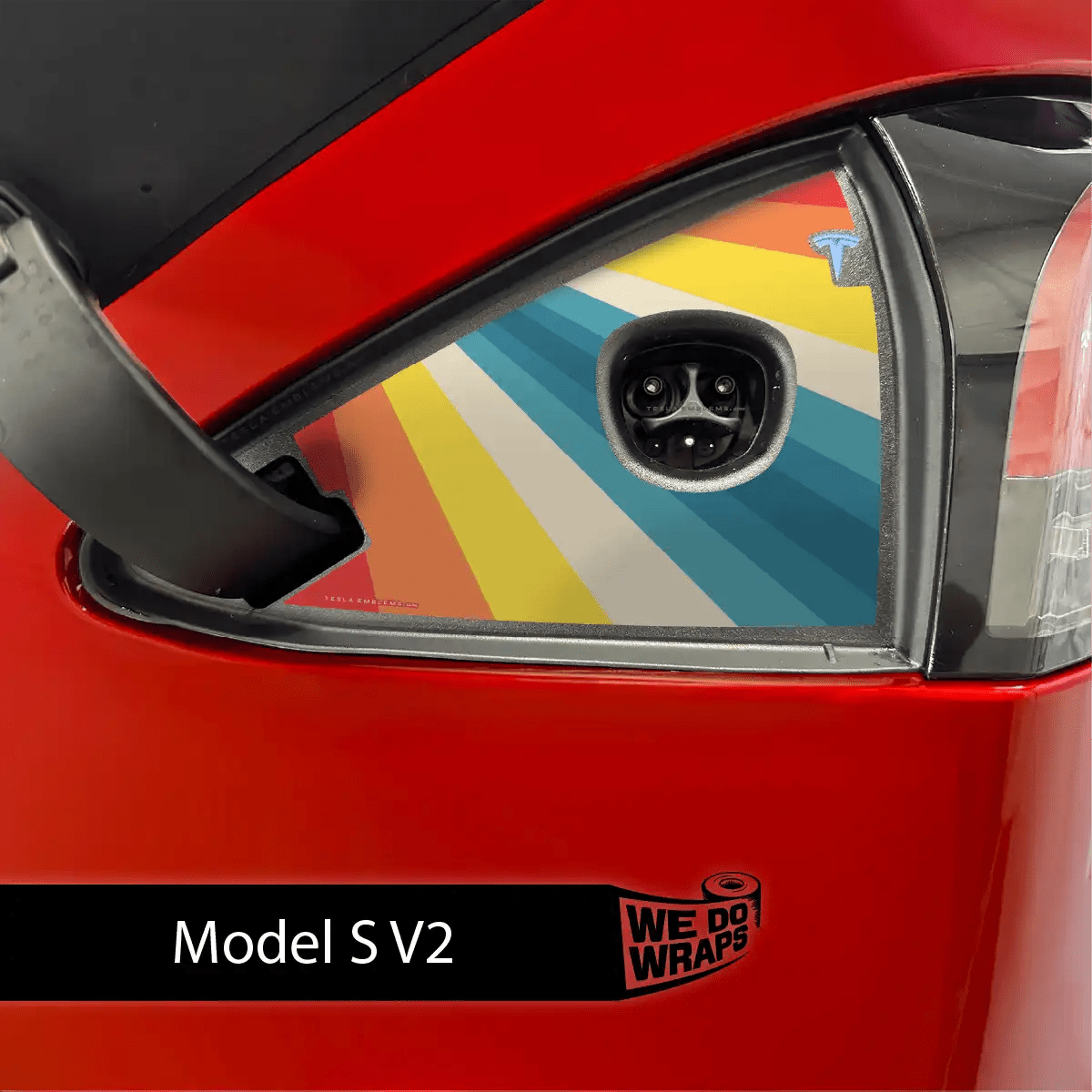 Wave Rider Stripes Charge Port Wrap | Model S - Tesla Emblems