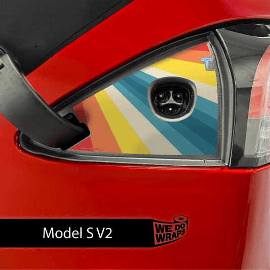 Wave Rider Stripes Charge Port Wrap | Model S - Tesla Emblems