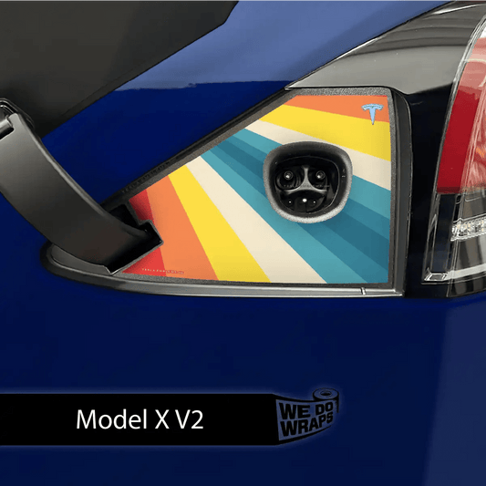 Wave Rider Stripes Charge Port Wrap | Model X - Tesla Emblems