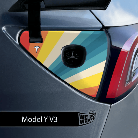 Wave Rider Stripes Charge Port Wrap | Model Y - Tesla Emblems