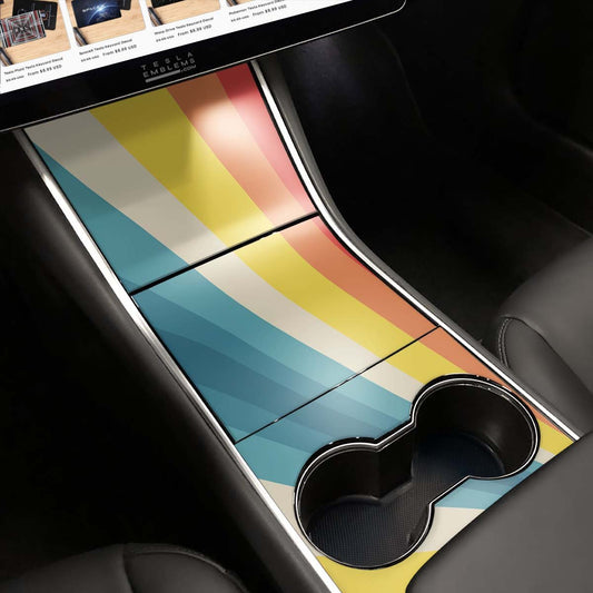 Wave Rider Stripes Tesla Center Console Wrap Kit | 2017 - 2021 Model 3 & Y - Tesla Emblems