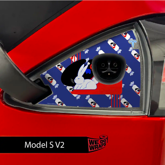 White Rabbit Tesla Charge Port Wrap | Model S - Tesla Emblems