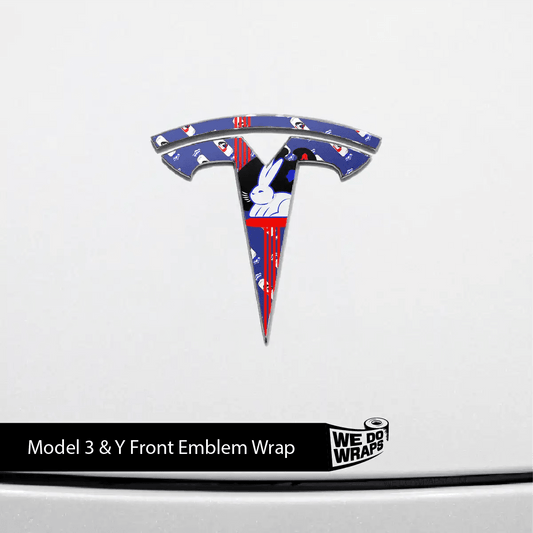 White Rabbit Tesla Emblem Decals (Front + Back) | Model 3 - Tesla Emblems
