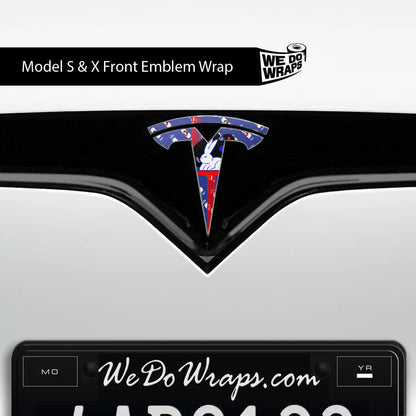 White Rabbit Tesla Emblem Decals (Front + Back) | Model S - Tesla Emblems