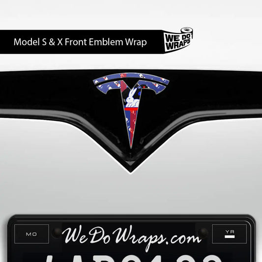 White Rabbit Tesla Emblem Decals (Front + Back) | Model S - Tesla Emblems