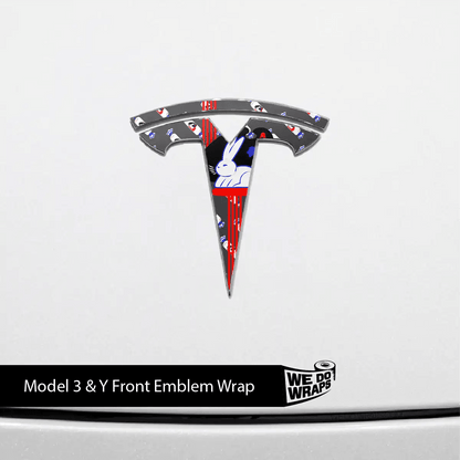 White Rabbit Tesla Emblem Decals (Front + Back) | Model 3 - Tesla Emblems
