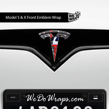 White Rabbit Tesla Emblem Decals (Front + Back) | Model S - Tesla Emblems