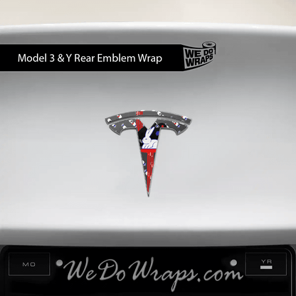 White Rabbit Tesla Emblem Decals (Front + Back) | Model 3 - Tesla Emblems
