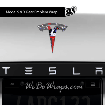 White Rabbit Tesla Emblem Decals (Front + Back) | Model S - Tesla Emblems