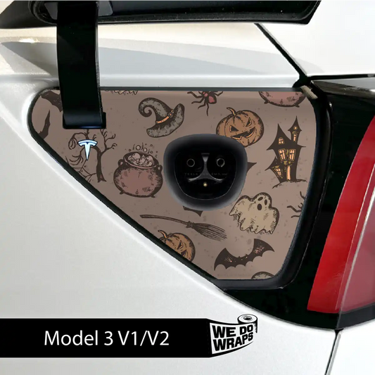 Vintage Witch's Brew Tesla Charge Port Wrap | Model 3 - Tesla Emblems