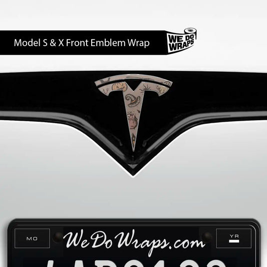 Vintage Witch's Brew Tesla Emblem Decals (Front + Back) | Model X - Tesla Emblems