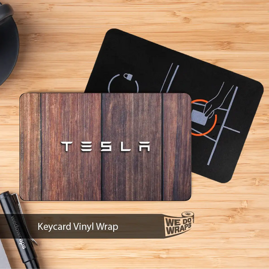 Wood Paneling Tesla Keycard Decal - Tesla Emblems