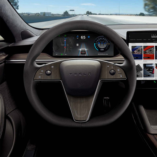 Dark Cherry Woodgrain Tesla Steering Wheel Trim Decal Kit (3pcs) | MX Feb 2021+ - Tesla Emblems