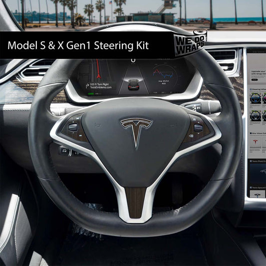 Dark Cherry Woodgrain Tesla Steering Wheel Wrap | Model S - Tesla Emblems