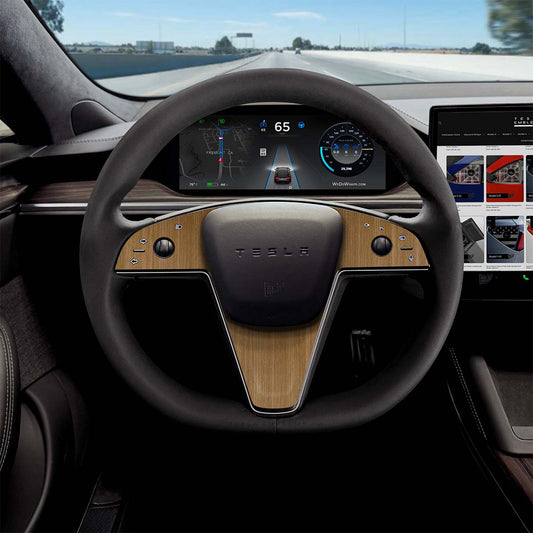 Golden Oak Woodgrain Tesla Steering Wheel Trim Decal Kit (3pcs) | MX Feb 2021+ - Tesla Emblems