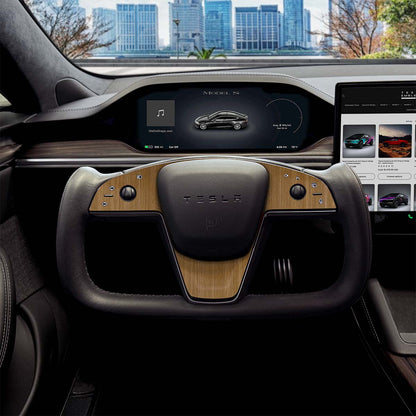 Golden Oak Woodgrain Tesla Steering Wheel Trim Decal Kit (3pcs) | MS Feb 2021+