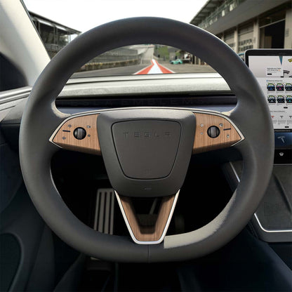 White Ash Woodgrain Tesla Steering Wheel Trim Decal Kit (3pcs) | Model 3 - Tesla Emblems