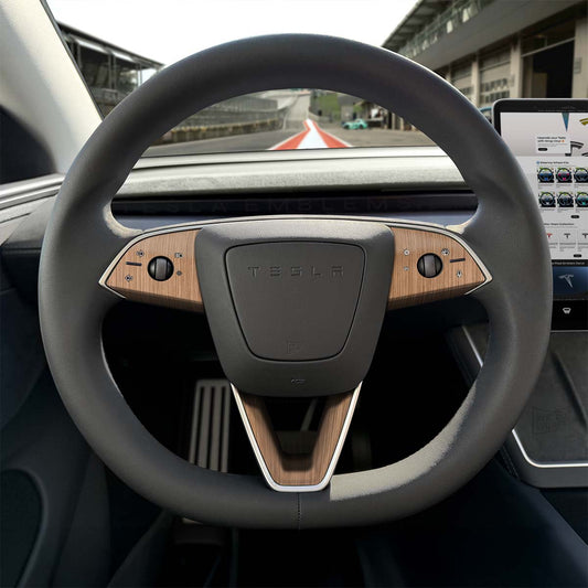 White Ash Woodgrain Tesla Steering Wheel Trim Decal Kit (3pcs) | Model 3 - Tesla Emblems