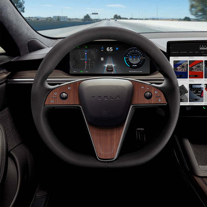 Redwood Woodgrain Tesla Steering Wheel Trim Decal Kit (3pcs) | MX Feb 2021+