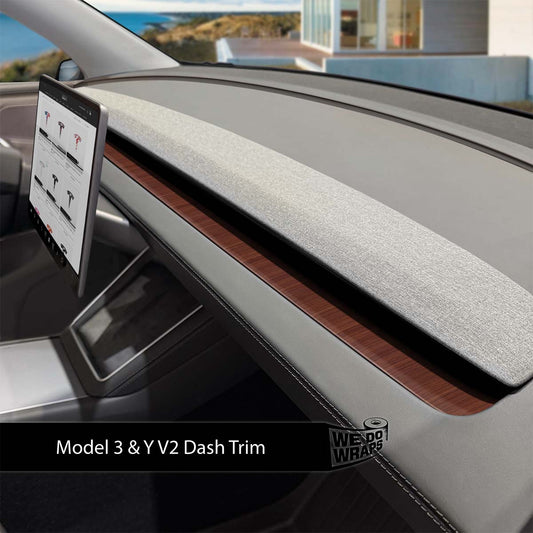 Redwood Woodgrain Tesla Dash Trim Wrap | Model 3 ’24-26 Refresh