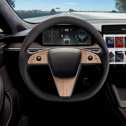White Ash Woodgrain Tesla Steering Wheel Trim Decal Kit (3pcs) | MX Feb 2021+