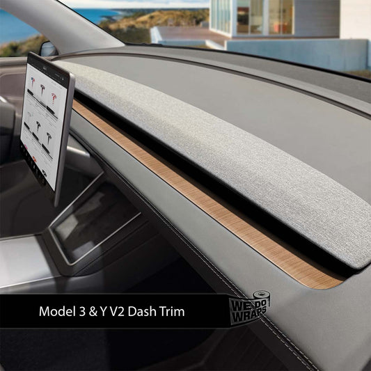 White Ash Stock Tesla Dash Trim Wrap | Model 3 ’24-26 Refresh