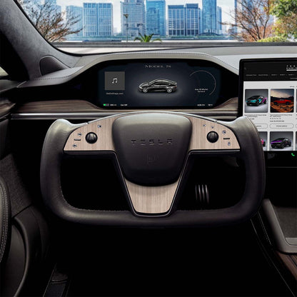 White Birch Woodgrain Tesla Steering Wheel Trim Decal Kit (3pcs) | MS Feb 2021+