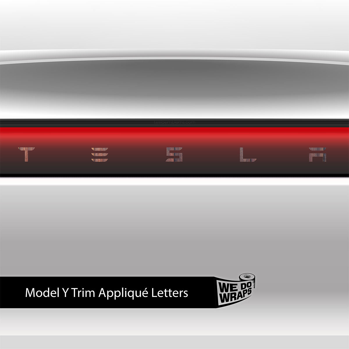 Wood Grain Tesla Emblem Decals (Front + Back) | Model Y - Tesla Emblems
