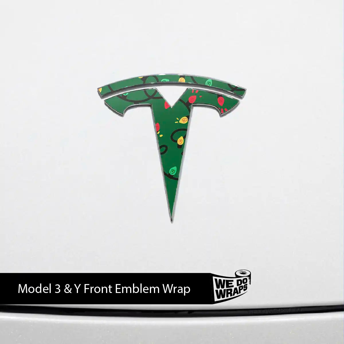 Christmas Lights Tesla Emblem Decals (Front + Back Emblem Decals) | Model 3 - Tesla Emblems
