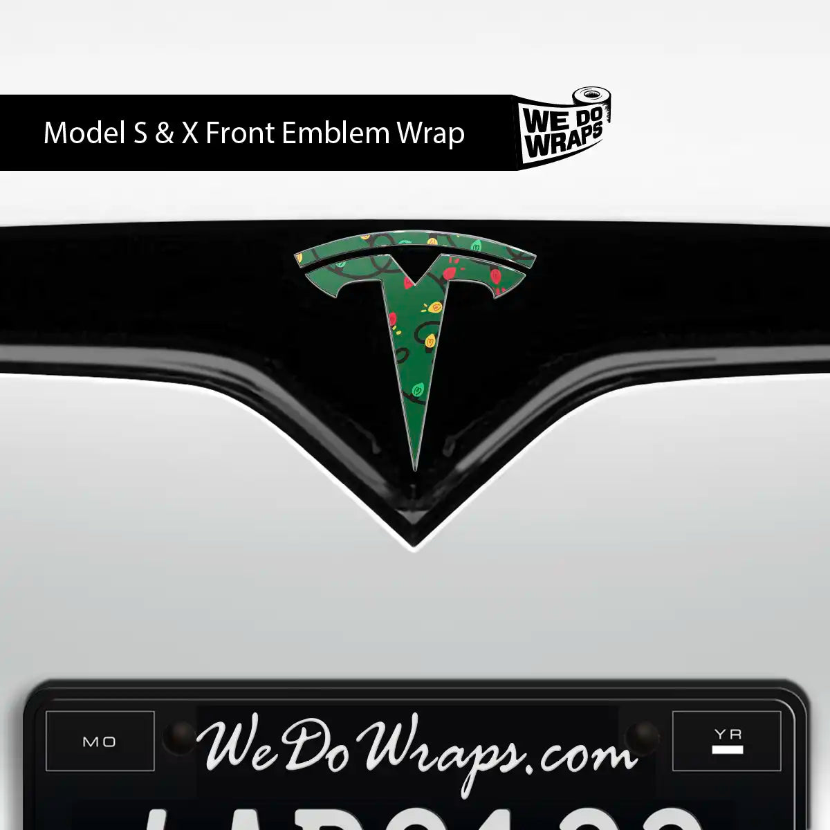 Christmas Lights Tesla Emblem Decals (Front + Back Emblem Decals) | Model X - Tesla Emblems