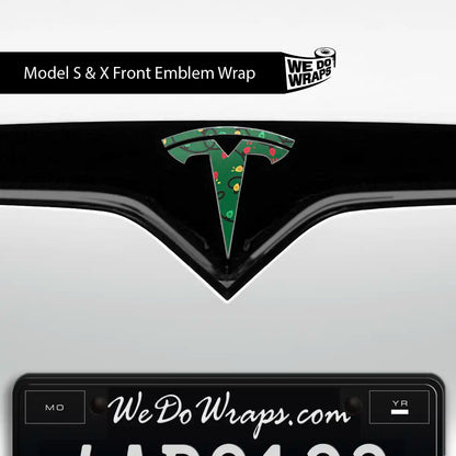 Christmas Lights Tesla Emblem Decals (Front + Back Emblem Decals) | Model X - Tesla Emblems