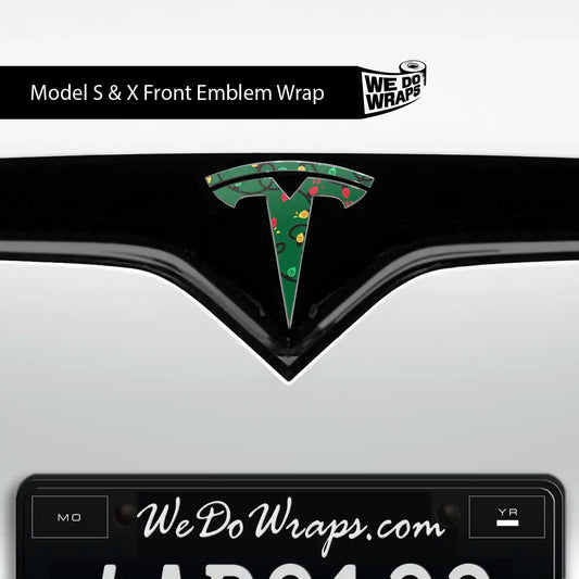Christmas Lights Tesla Emblem Decals (Front + Back Emblem Decals) | Model X - Tesla Emblems