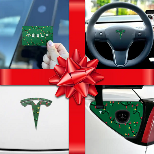 Holiday Bundle Xmas Lights Tesla Wrap Kit | Model 3 - Tesla Emblems
