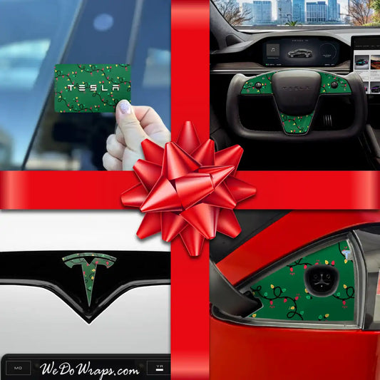 Holiday Bundle Xmas Lights Tesla Wrap Kit | Model S - Tesla Emblems