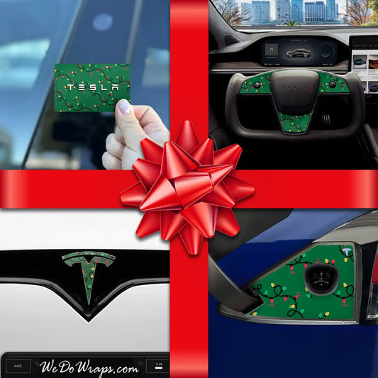 Holiday Bundle Xmas Lights Tesla Wrap Kit | Model X - Tesla Emblems