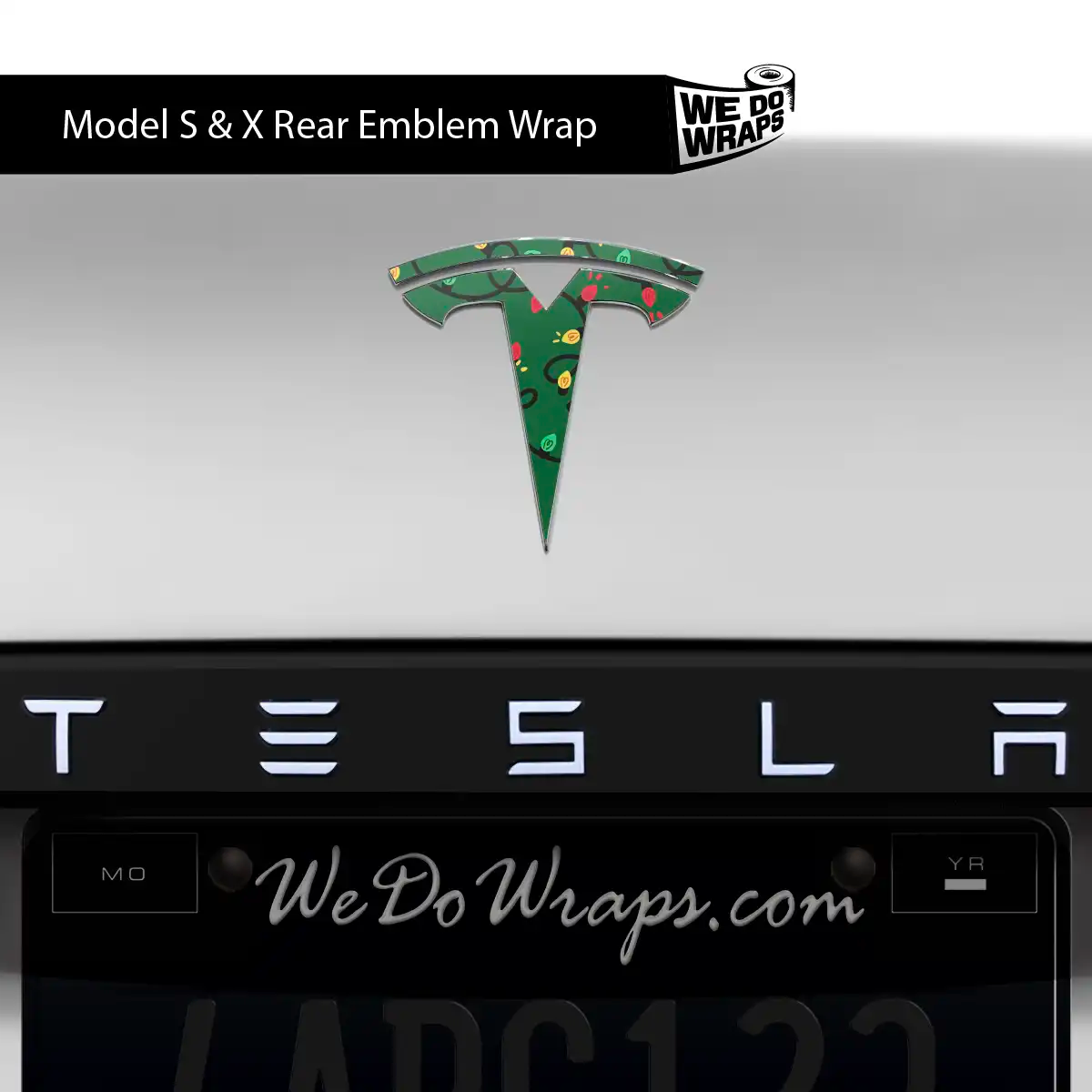 Christmas Lights Tesla Emblem Decals (Front + Back Emblem Decals) | Model X - Tesla Emblems