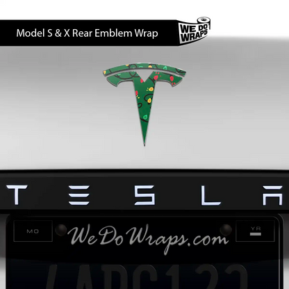 Christmas Lights Tesla Emblem Decals (Front + Back Emblem Decals) | Model X - Tesla Emblems