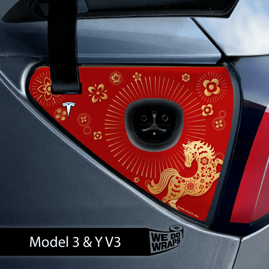 Year of the Horse Tesla Charge Port Wrap | Model 3 - Tesla Emblems