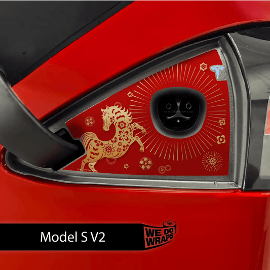 Year of the Horse Tesla Charge Port Wrap | Model S - Tesla Emblems
