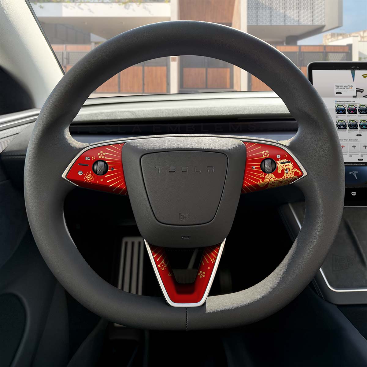 Year of the Horse Tesla Steering Wheel Trim Decal Kit (3pcs) | M3 Feb 2024 - 2026 - Tesla Emblems