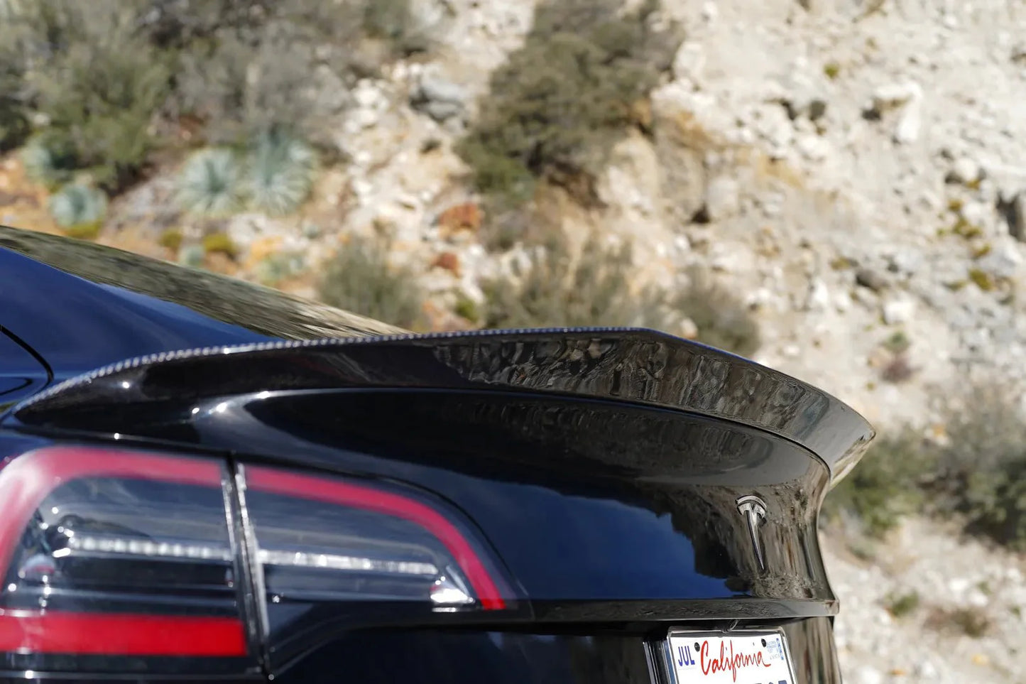 2017-2024 Tesla Model 3 & Y 1st Gen - Glossy Carbon Fiber V-Style Spoiler